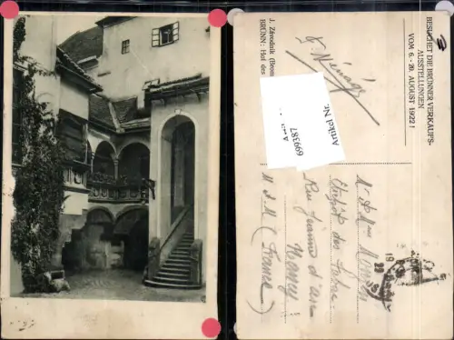 699387 Künstler AK J. Zavodnik Brünn Brno Hof Rathaus 1922 Brünner Verkaufsausstellungen