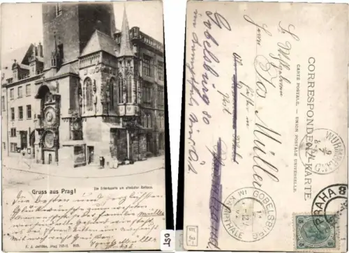 70171,Gruss aus Prag Praha Erkerkapelle Rathaus 1900