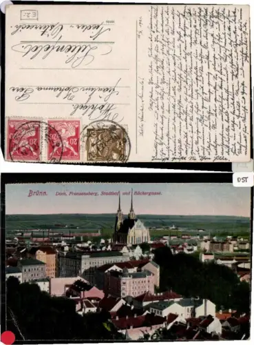 70205,Brünn Brno Franzensberg Stadthof Bäckergasse Dom 1915