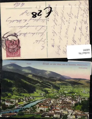 68095,Bruck a.d. Mur Rosseck Mugel Schlossberg 1918 Photochromie