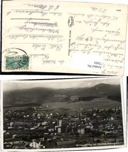 73601,Mürzzuschlag Fotokarte m. Stuhleck RAR 1932