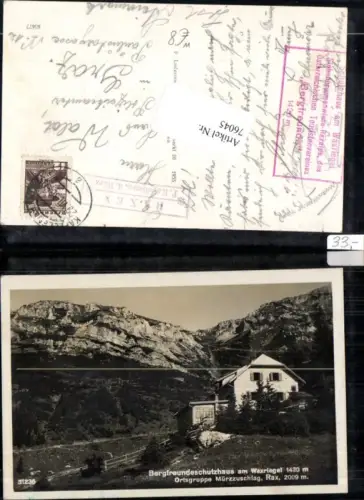 76045,Bergfreundeschutzhaus am Waxriegel bei Mürzzuschlag Rax Reichenau