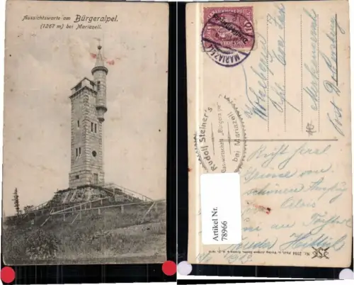78966,Aussichtswarte b. Bürgeralpe Mariazell 1919
