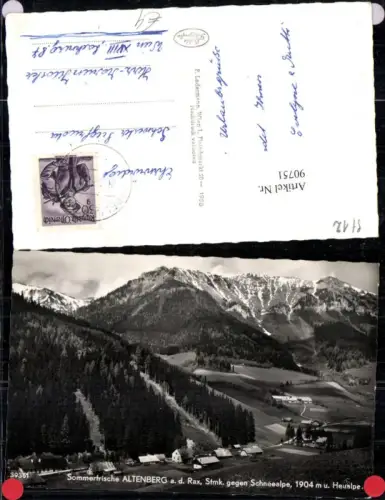 90751,Sommerfrische Altenberg a.d. Rax gegen Schneealpe u. Heualpe
