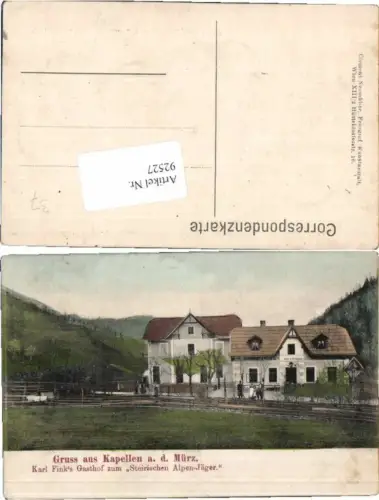 92527,Gruss aus Kapellen a.d. Mürz Gasthaus Alpen Jäger RAR