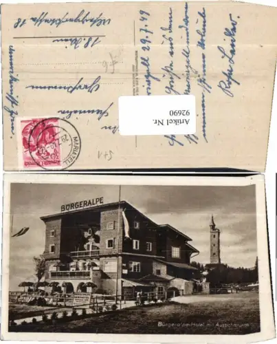 92690,Bürgeralpe Mariazell Aussichtsturm 1949