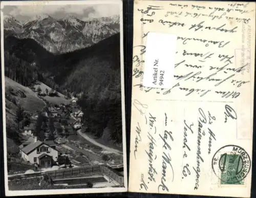 94942,Foto AK Krampen a.d. Mürz Karlgraben mit Schneealpe Mürzzuschlag