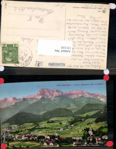 111133.Neuberg a.d. Mürz Tolle COLOR 1912 Bahnpost