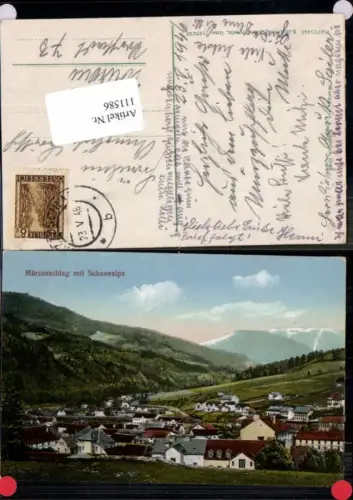 111586,Mürzzuschlag m. Schneealpe Totale 1946