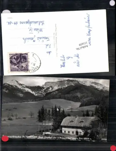 111659,Altenberg Gasthaus Ulm Knappendorf gegen Rax Kapellen