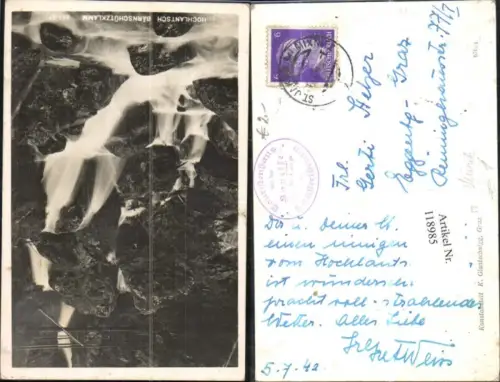118985,Hochlantsch Bärnschützklamm Mixnitz Ansicht Wasserfall 1942