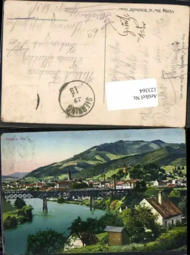 123364,Bruck a.d. Mur Tolle Karte Brücke 1913