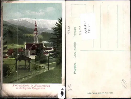 135107,Mürzzuschlag m. Roseggerruhe und Kirche 1905