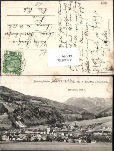 142959,Sommerfrische Mürzzuschlag Totale 1912