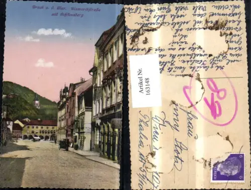 163148,Bruck a. d. Mur Bismarckstraße m. Schlossberg 1943