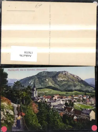 176530,Mariazell Ansicht m. Wanderweg Personen