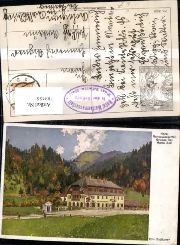 183455,Grünau b. Mariazell Hotel Marienwasserfall Künstler Ak sign Otto Stoitzner