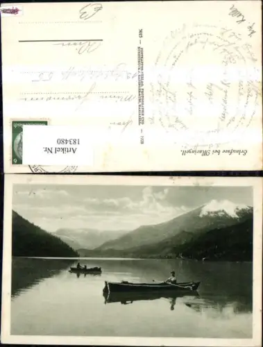 183480,Erlaufsee b. Mariazell Ansicht m. Männer Ruderboot Boot
