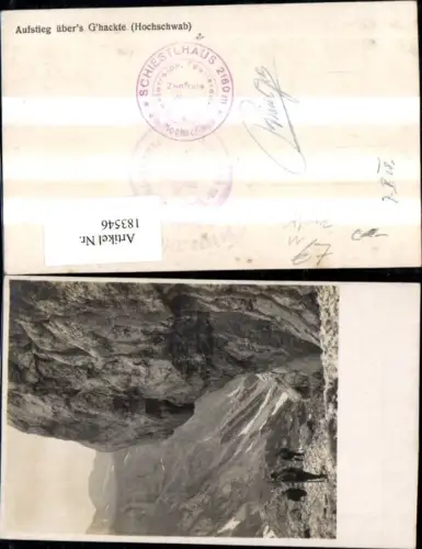 183546,Aflenz Aufstieg übers Ghackte Hochschab Foto Ak m. Bergsteiger