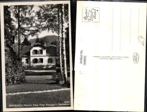 184092,Krieglach Mürztal Peter Roseggers Sterbehaus