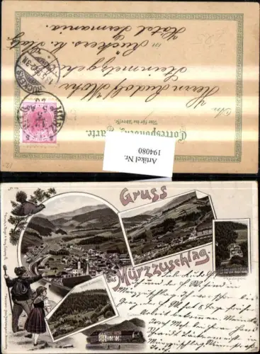 194080,Litho AK Gruß aus Mürzzuschlag Totale Hotel Lambach Kurhaus Kaiserhein Mehrbildkarte