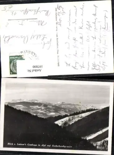 197890,Blick v. Leitners Gasthaus i. Alpl auf Hochschwabgruppe