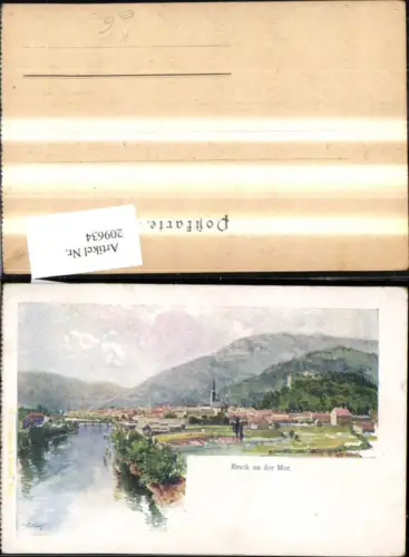 209634,Künstler AK Prof. F. Koratlik Bruck a. d. Mur Teilansicht