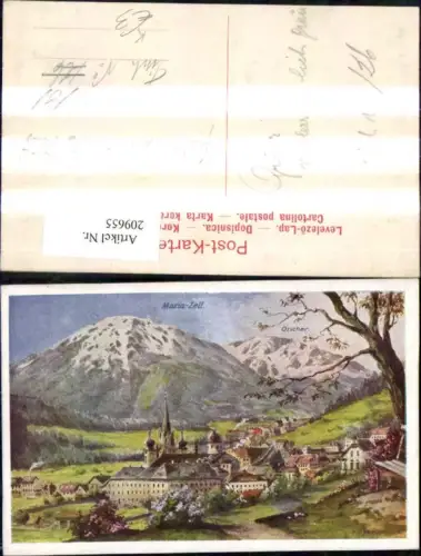 209655,Künstler AK Mariazell Totale m. Ötscher