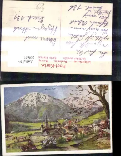 209656,Künstler AK Mariazell Totale m. Ötscher
