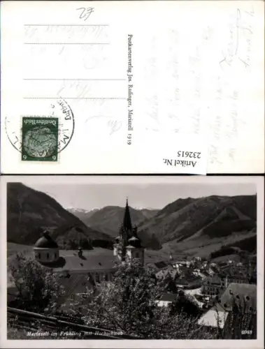 232615,Mariazell Teilansicht im Frühling Kirche m. Hochschwab