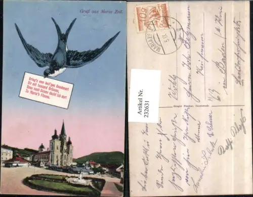 232631,Mariazell Kirche m. Denkmal Schwalbe Text Gedicht