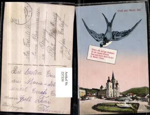 237339,Gruß aus Mariazell Kirche Schwalbe Text