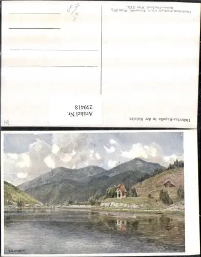 239418,Künstler AK Hugo Darnaut Hubertus-Kapelle in d. Walster b. Mariazell