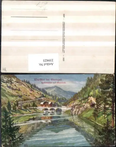 239425,Künstler AK A. S. Walster b. Mariazell Hubertussee m. Stauwerk
