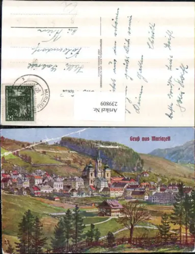 239809,Künstler AK A. S. Gruß aus Mariazell Totale