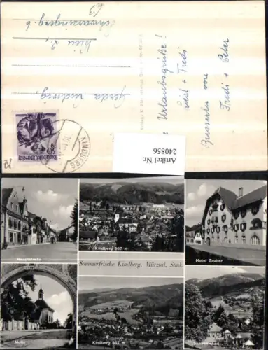 240856,Kindberg im Mürztal Totale Hotel Gruber Hauptstraße Schwimmbad Kirche Mehrbildkarte