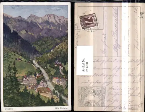 253200,Künstler AK Otto Stoitzner Mürzsteg Teilansicht m. Jagdschloss