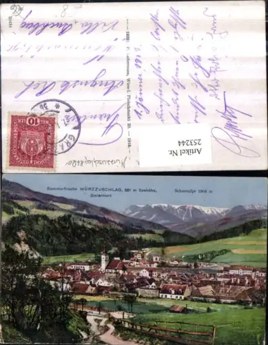 253244,Mürzzuschlag Teilansicht m. Schnealpe Wegpartie