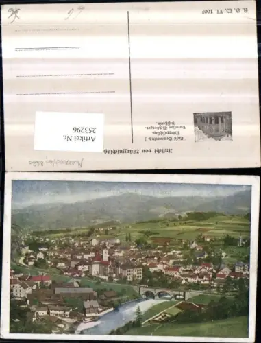 253296,Künstler AK Mürzzuschlag Totale m. Viadukt Brücke