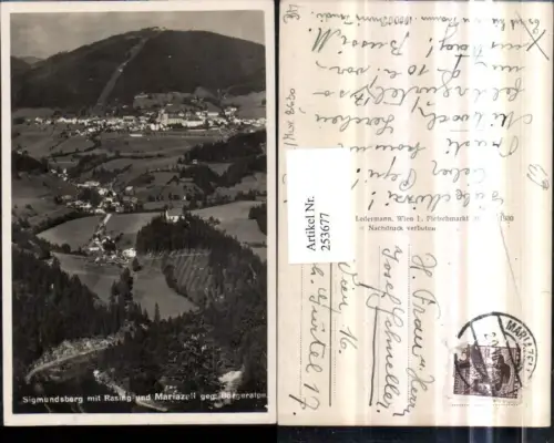 253677,Sigmundsberg m. Rasing u. Mariazell Totale geg. Bürgeralpe