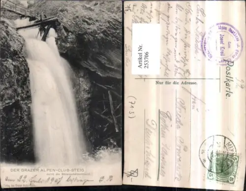 253706,Der Grazer Alpen-Club-Steig durch die Bärenschützschlucht Wasserfall b. Mixnitz