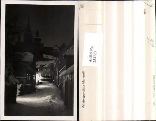 253720,Mariazell b. Nacht Motiv Straßenansicht Kirchenturm