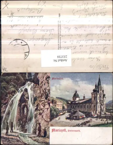 253739,Mariazell Kirche u. Marienfall Wasserfall in d. Grünau Mehrbildkarte