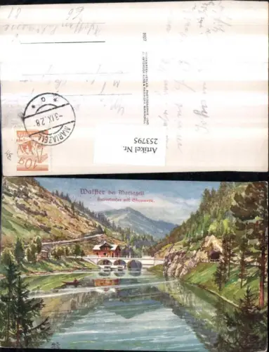 253795,Künstler AK A. S. Walster b. Mariazell Hubertussee m. Stauwerk