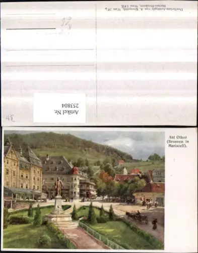 253804,Künstler AK Hugo Darnaut Abt Otker Brunnen in Mariazell