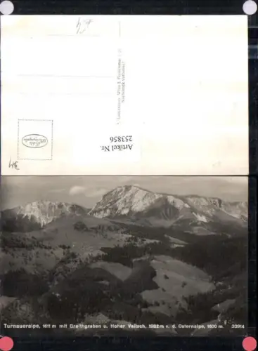 253856,Turnaueralpe b. Turnau m. Greithgraben u. Hoher Veitsch von d. Osternalpe Bergkulisse