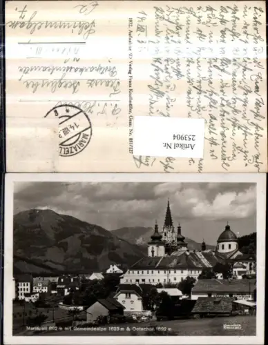 253904,Mariazell Teilansicht Kirche m. Gemeindealpe u. Ötscher