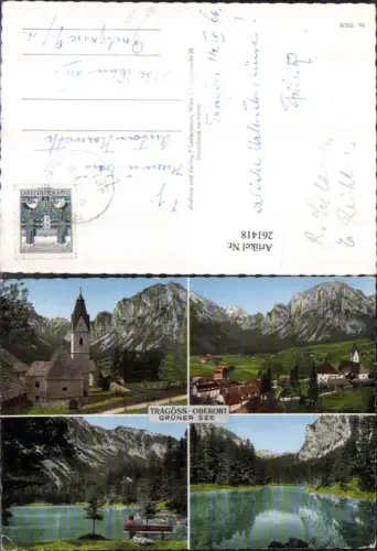 261418,Tragöß-Oberort Totale Kirche Grüner See Bergkulisse Mehrbildkarte