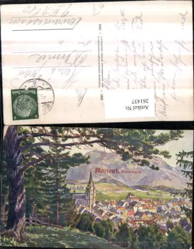 261437,Künstler AK Mariazell Totale m. Sauwand