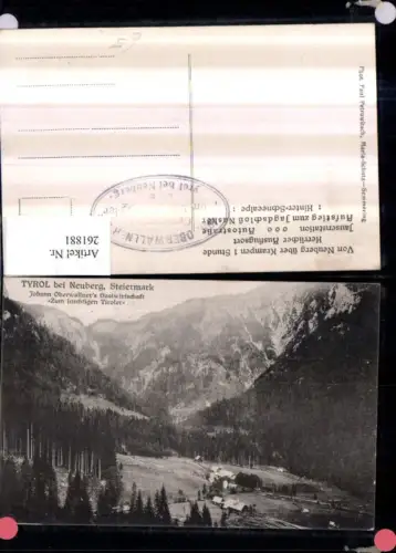 261881,Tyrol b. Neuberg Johann Oberwallners Gastwirtschaft zum luschtigen Tiroler